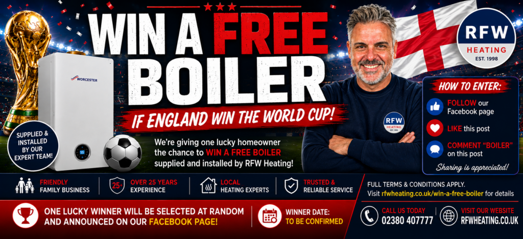 RFW Heating is giving one lucky homeowner the chance to win a FREE boiler supplied and installed if England wins the World Cup